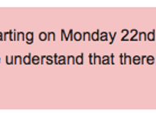 Motorway disruption affecting hotel notice.