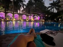 A quiet early evening pool break