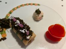 Crab variation with tomato flower