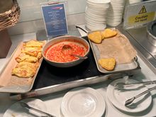 The cheese omelettes were hot and delicious.  The hash browns and beans were replenished as I took my plate away.