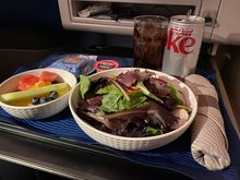 UA 201 HNL-GUM pre arrival meal which was the soba noodle salad and fresh fruits and a warm chocolate cookie.  Nice light and filling 