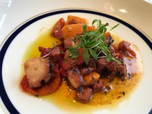 Second course: Pulpo (octopus) with pumpkin, chorizo and bell pepper
