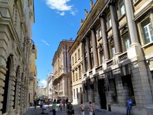 Just one of the streets in Trieste with imposing architecture 