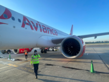 If there's one benefit to boarding via bus it's getting to see the aircraft up close 