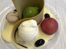 The western one was a rich Matcha ice cream offering with various other confections. This one was one of the best deserts I've had on a plane as well.