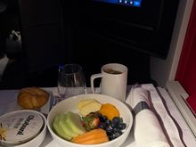 Yogurt breakfast, not much eaten as I still felt pretty full from dinner. Melons were nice.