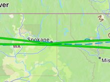 Flight path image from SEA to near Missoula, MT and then back to SEA. 