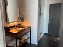 bathroom - no tub (only standing shower) but water pressure is fine