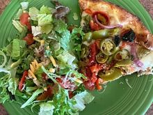 Leftover salad from Wendy’s with leftover pizza from Fired Pie. Back to Christmas leftovers tonight. 