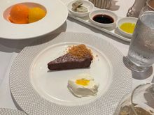 Chocolate orange cake and sorbet