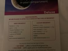 Breakfast menu