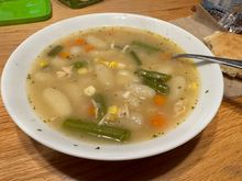 Chicken and gnocchi soup plus Sister Schubert rolls, and monkey bread for dessert all courtesy of my aunt.