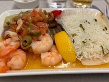Pre-ordered: Shrimp gambas with vegetables (the choices onboard were roasted chicken, roasted beef or garlic shrimp)