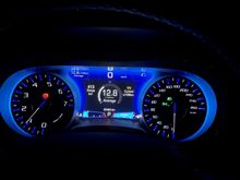 Instrument cluster at night - the blue glow can be too much and it "cheapens" the overall look of the cabin 