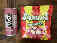 Tinned vino and candy.