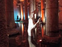Art installation in the Cisterns Basilica underneath Istanbul 