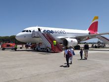 Iberia Express plane with Oneworld branding 