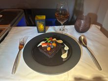 Warm chocolate and macadamia nut brownie