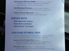 PDX to JFK Dinner Menu