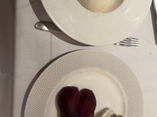 Poached pear and sorbet 