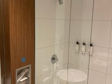 Shower stall without curtains