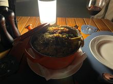 The 24 hour ahead order lamb biryani had great flavor but they absolutely did not cook the shank properly, was very tough.  Meat quality was good, was a result of not cooking long enough.