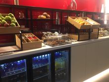 buffet with just fruit, yoghurts and pastries