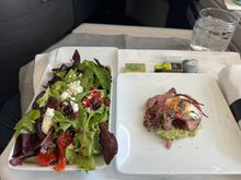 Seasonal greens and Latin shaved beef. Not sure what was seasonal about those greens, which contained craisins.