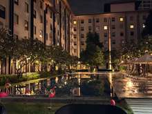 View from the pool outside