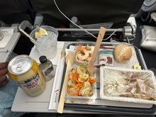 For some reason I forgot to take a photo after taking the plastic cover off but it was a chicken with rice dish. 