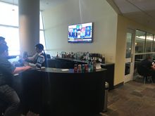 Bar (including champagne), beer is in bottles, all glasses are plastic.