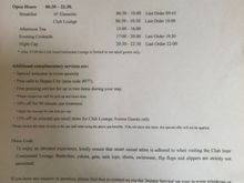 Club Lounge schedule and rules