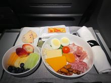 Felt like being on Delta with circular bowl.

Middle of the road “okay”;  good way to beat the monotony of the omelette/Frittata options.