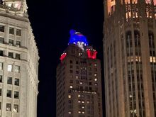 Dome lit up at night