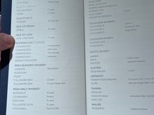 Whiskey menu from First Terminal Feb 2023