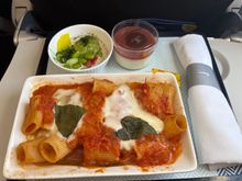 Meal on today’s flight from OLB - LHR

No menus handed out, but other offerings were a prawn coconut curry or a chicken salad.

The pasta was pretty bland.