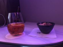 Warm nuts and an Old Fashioned (Id also like to add that I'm SO glad QR switched it up to a proper Bourbon (Woodford) from plain old Jack Daniels)