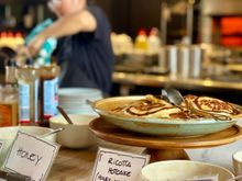 Yes, those ricotta pancakes (but I suspect not really maple syrup!)