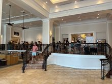 Breakfast line on Sunday morning