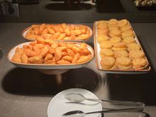 Cod bites and vegetable pies
