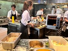 Counter seating; controlled chaos.
