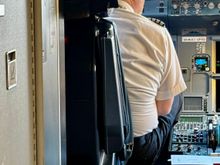 View into the flight deck - our Captain for this flight 