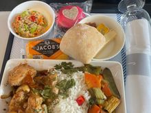 Kung Po chicken, served LGW-AGP on Valentine’s Day complete with appropriate cake. 