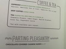 Coffee/Tea Menu - Eastbound SFO-JFK