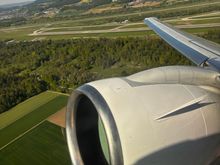Airborne from Zurich; you can see the threshold of runway 16 and behind that, runway 14/32