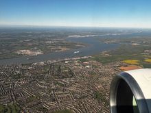 Gravesend and Thanes Estuary with a cruise ship out of Tilbury