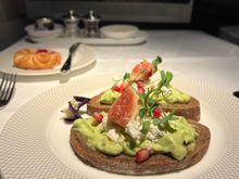 avocado on toasted bread. Quite creamy. Needed some additional spices.
