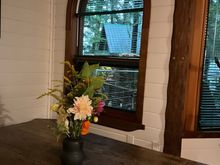 Dahlias in the cabin