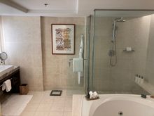 Dual sink vanity : shower is handheld & overheas 