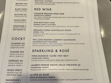 Beverage menu updated to reflect LPGS and a few other changes (in person, you can see where the champagne was taped over if looking at the right angle). 

The Walt was solid (a bit oaky) and the Domaine Drouhin stood up to the steak. It was also good solo without food.  